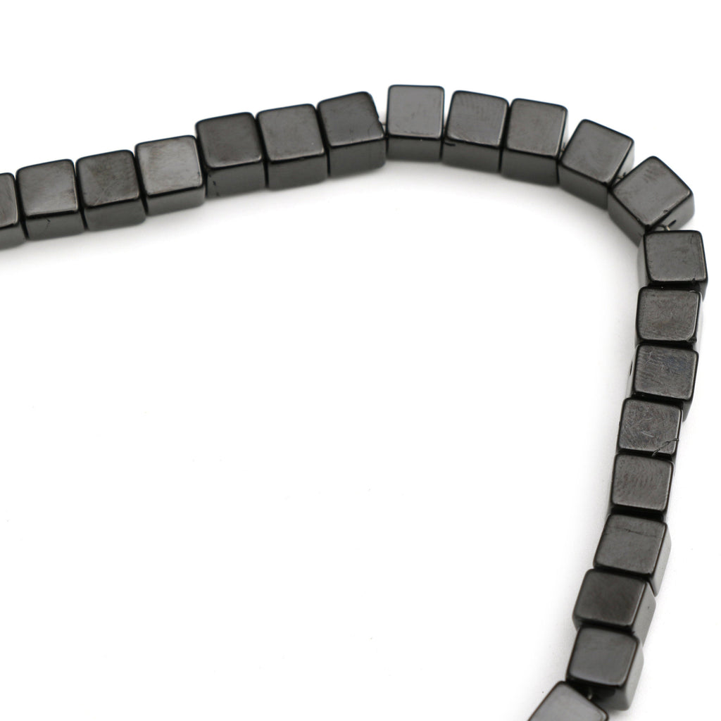 Shungite Smooth Cube Beads, Shungite Cube - 6 mm - Shungite - Gem Quality , 8 Inch/ 20 Cm Full Strand, Price Per Strand - National Facets, Gemstone Manufacturer, Natural Gemstones, Gemstone Beads