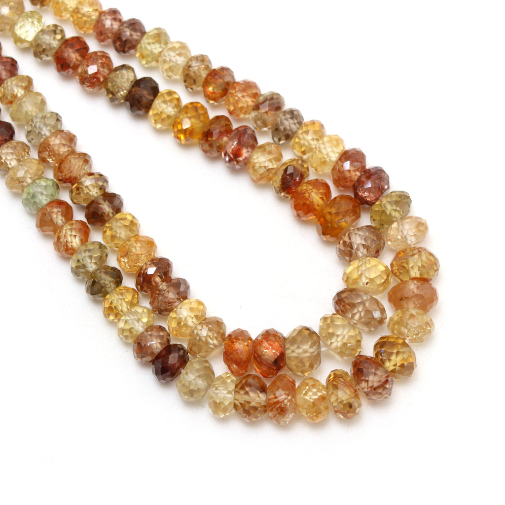 Multi Zircon Faceted Rondelle Beads | Zircon Beads | Multi Color Beads | 5 mm to 7 mm | 8 Inch / 17 Inch Full Strand | Price Per Strand - National Facets, Gemstone Manufacturer, Natural Gemstones, Gemstone Beads