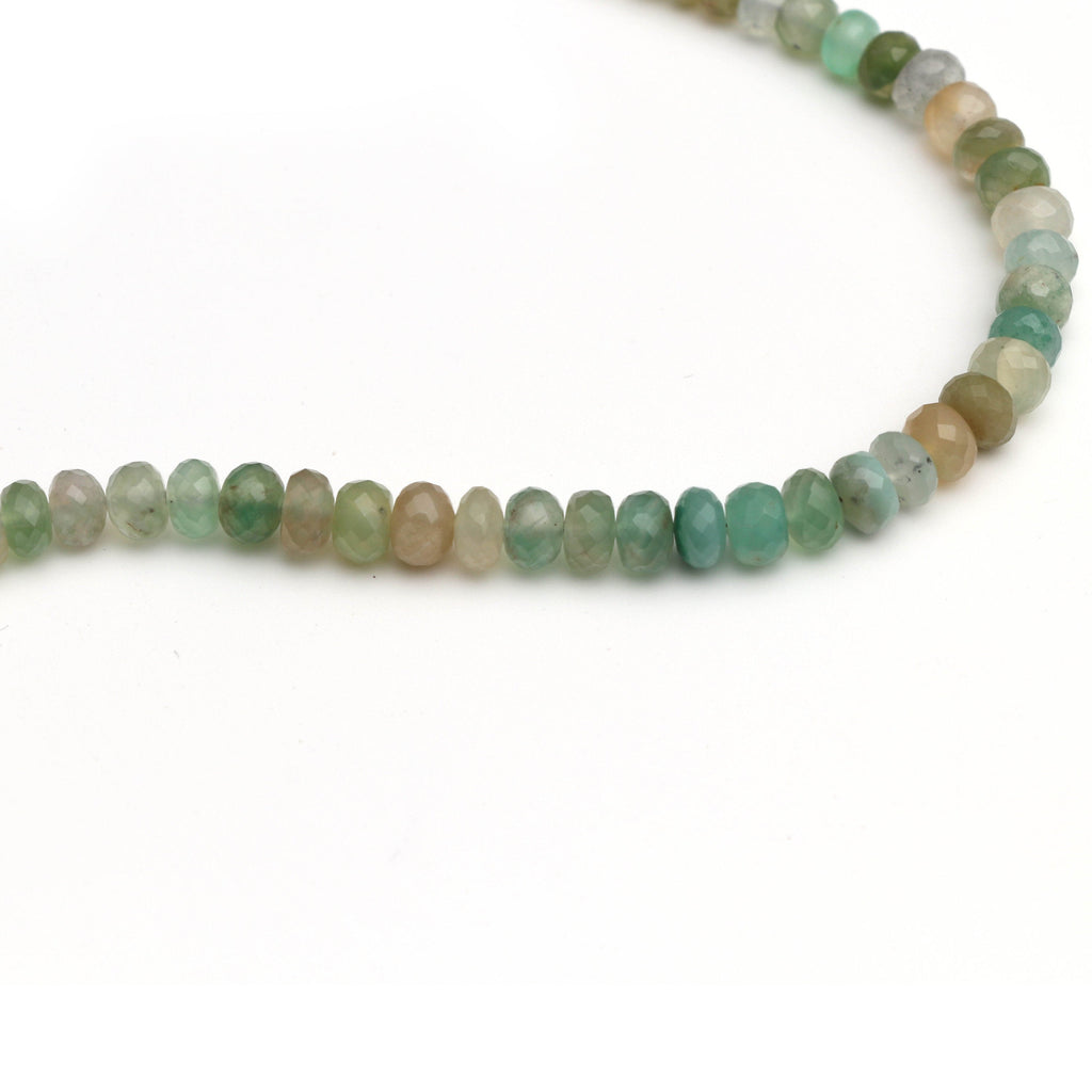Aqua Chalcedony Faceted Beads - 5 mm to 7 mm - Aqua Chalcedony - Gem Quality , 20 Cm Full Strand, Price Per Strand - National Facets, Gemstone Manufacturer, Natural Gemstones, Gemstone Beads