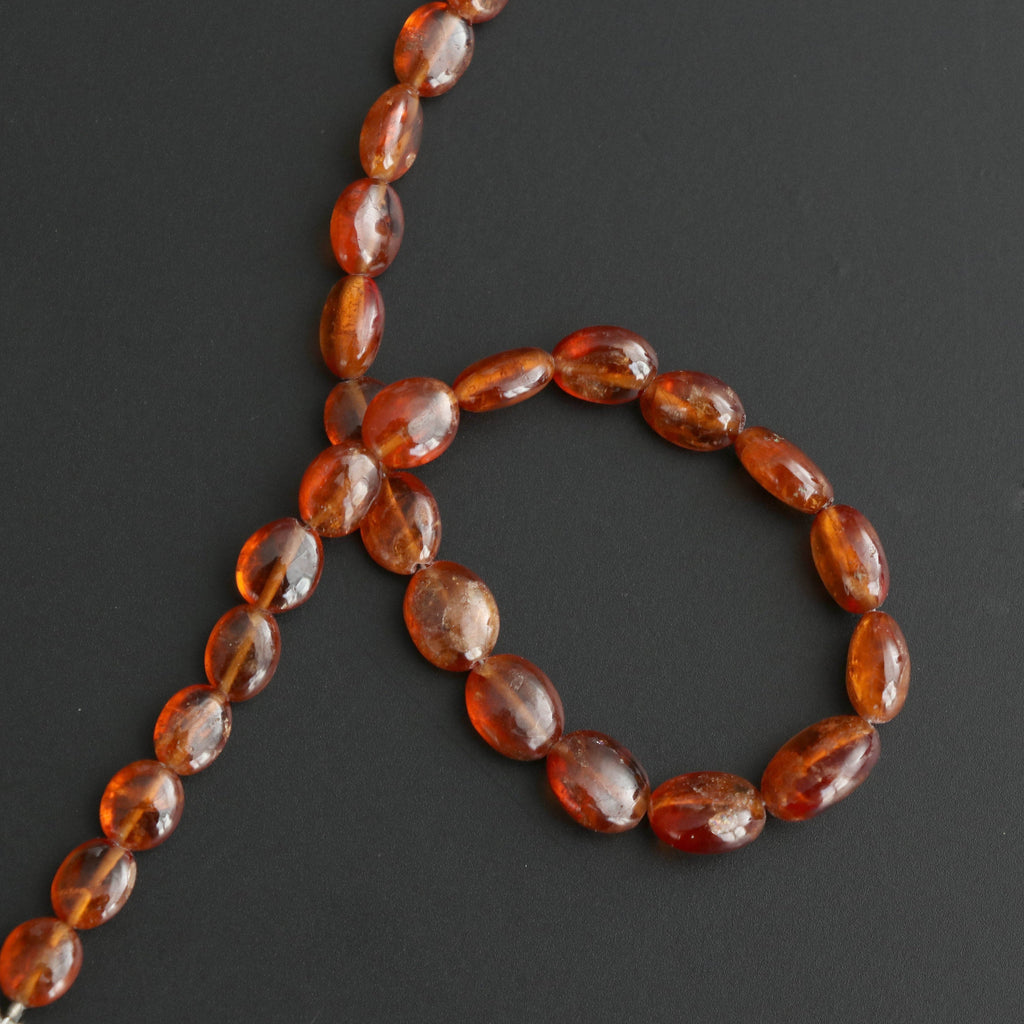 Hessonite Smooth Oval Beads- 5x6 mm to 7x9 mm - Hessonite Oval Gemstone- Gem Quality , 20 Cm Full Strand, Price Per Strand - National Facets, Gemstone Manufacturer, Natural Gemstones, Gemstone Beads