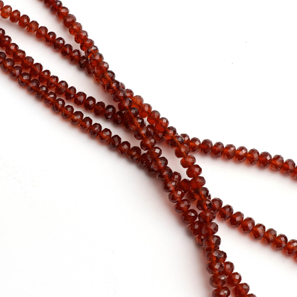 Hessonite Faceted Roundel Beads, 3.5 mm to 6 mm, Hessonite Roundel Beads - Gem Quality , 8 inch / 16 Inch Full Strand, Price Per Strand - National Facets, Gemstone Manufacturer, Natural Gemstones, Gemstone Beads