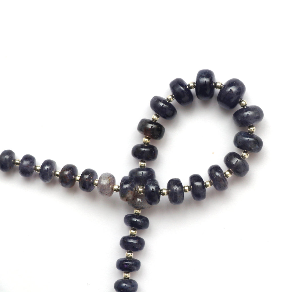 Iolite Sunstone Smooth Beads With Metal Spacer Ball- 7 mm to 10 mm- Iolite Sunstone Beads-Gem Quality,8 Inch Full Strand,Price Per Strand - National Facets, Gemstone Manufacturer, Natural Gemstones, Gemstone Beads