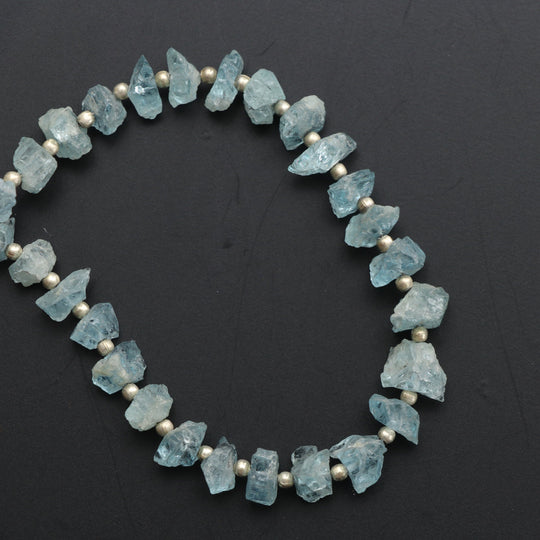 6x7 mm To 9x10 mm Aquamarine Rough Gemstone Beads