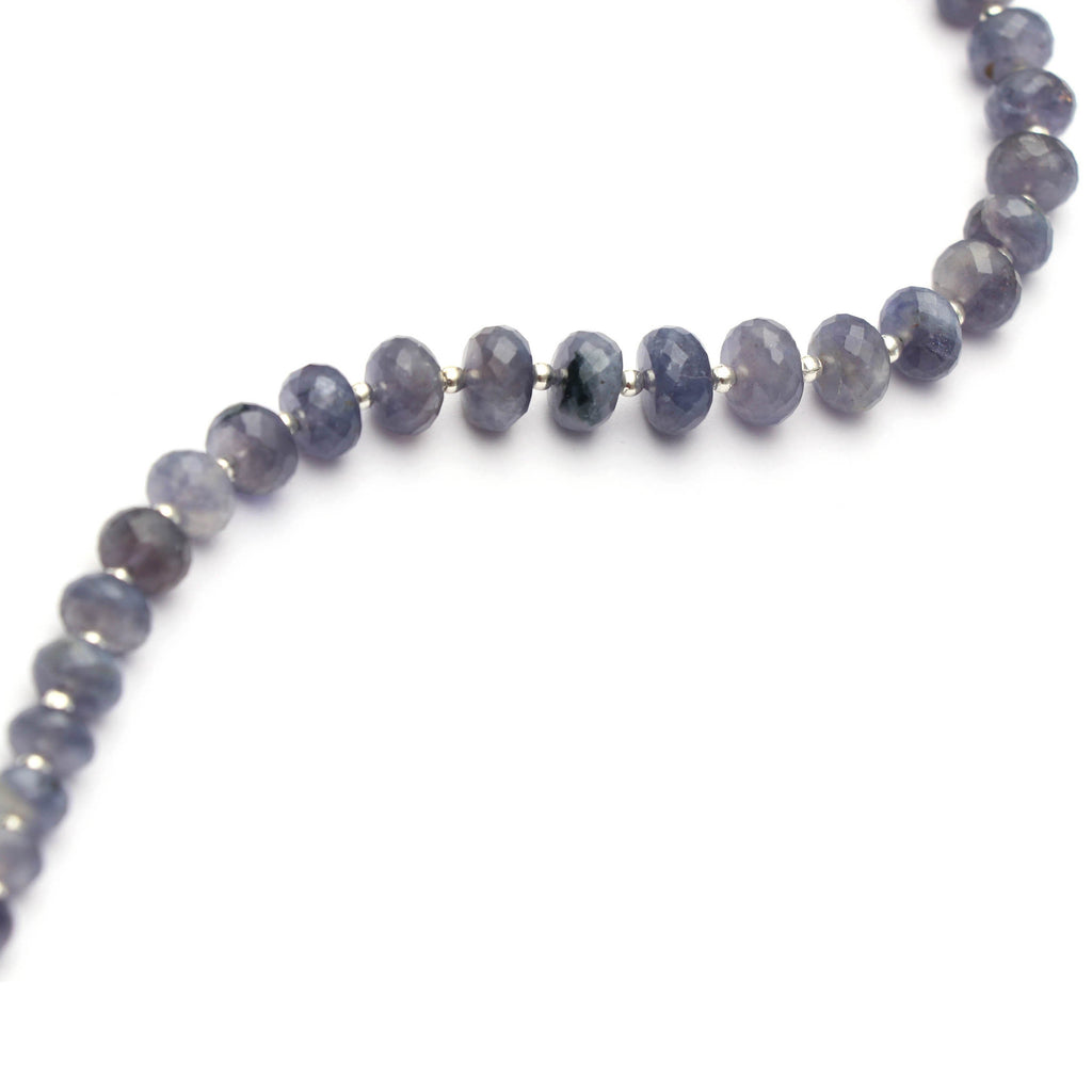 Iolite Sunstone Roundel Faceted Beads With Metal Spacer Ball - 7.5mm to 9mm - Gem Quality, 8 Inch/20 Cm Full Strand ,Price Per Strand - National Facets, Gemstone Manufacturer, Natural Gemstones, Gemstone Beads