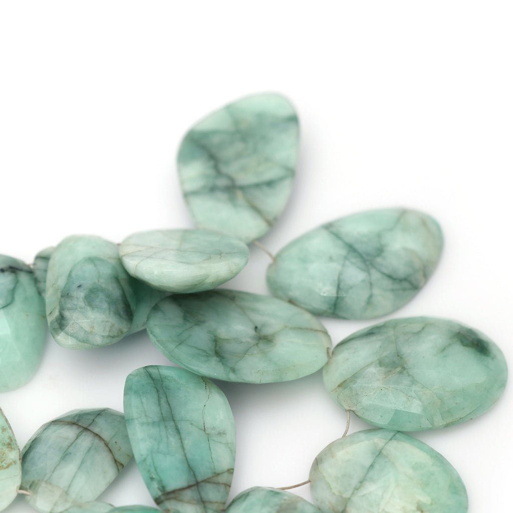 Emerald Faceted Rose Cut Fancy Shape Beads - 10x16 mm to 20x26 mm- Emerald Gemstone - Gem Quality , 20 Cm Full Strand, Price Per Strand - National Facets, Gemstone Manufacturer, Natural Gemstones, Gemstone Beads