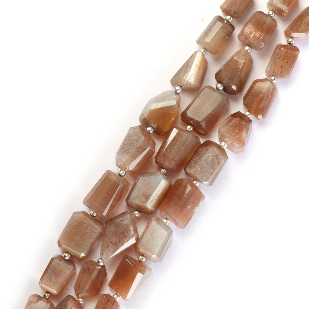 Brown Moonstone Faceted Tumble, Brown Moonstone Nuggets Beads 7x9 mm to 10x14 mm, Hand Made Necklace, 8 Inch , Moonstone Jewellery - National Facets, Gemstone Manufacturer, Natural Gemstones, Gemstone Beads