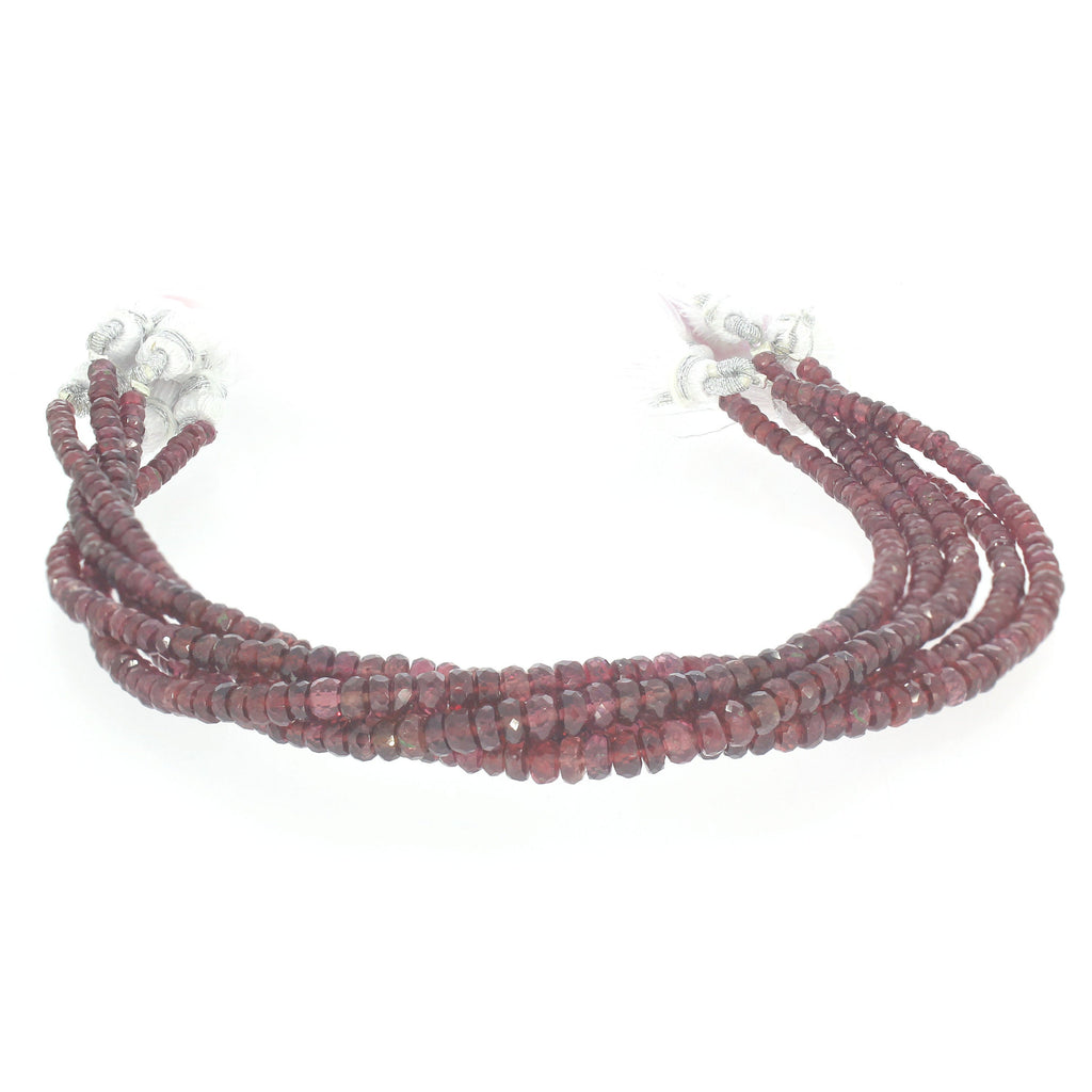 Natural Garnet Faceted Roundel Beads, 3 MM to 4.5 MM, Garnet , 8Inch Price Per Strand - National Facets, Gemstone Manufacturer, Natural Gemstones, Gemstone Beads