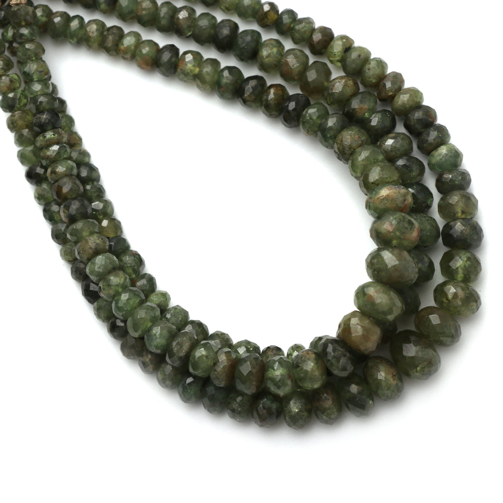 Demantoid Garnet Faceted Roundel Beads - 4 mm to 8 mm - Demantoid Garnet Beads - Gem Quality , 8 Inch/ 20 Cm Full Strand, Price Per Strand - National Facets, Gemstone Manufacturer, Natural Gemstones, Gemstone Beads
