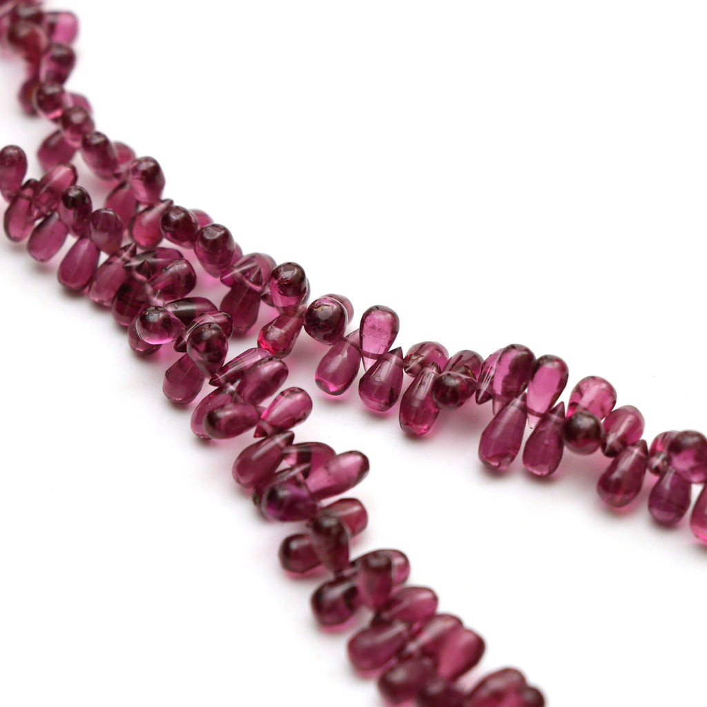 Natural Garnet Smooth Drop Beads | 4x2.5 mm to 7.5x4.5 mm | 9 Inch/ 18 Inch | Garnet Smooth Beads | Price Per Strand - National Facets, Gemstone Manufacturer, Natural Gemstones, Gemstone Beads