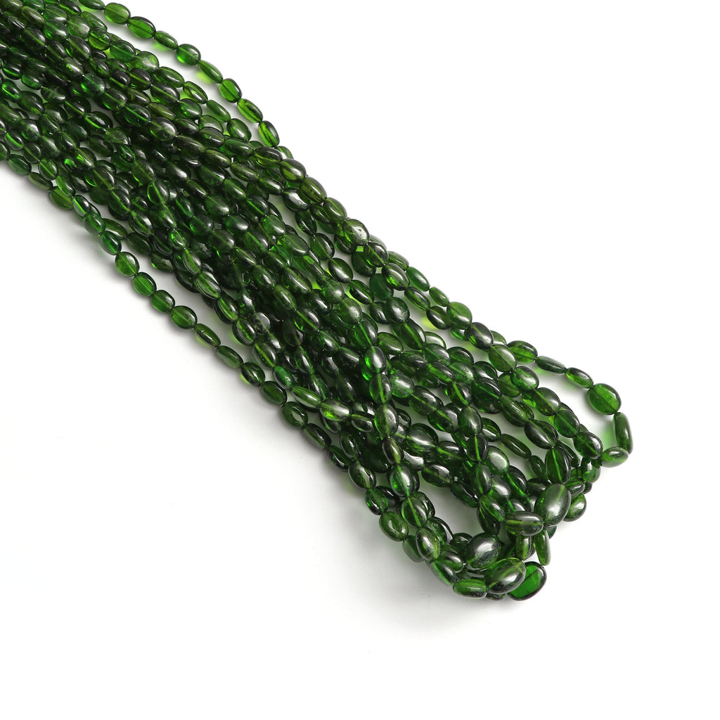 Natural Chrome Diopside Oval Smooth Beads, 5x4 mm to 8x6 mm, Chrome Diopside - Gem Quality , 18 Inch/ 46 Cm Full Strand, Price Per Strand - National Facets, Gemstone Manufacturer, Natural Gemstones, Gemstone Beads