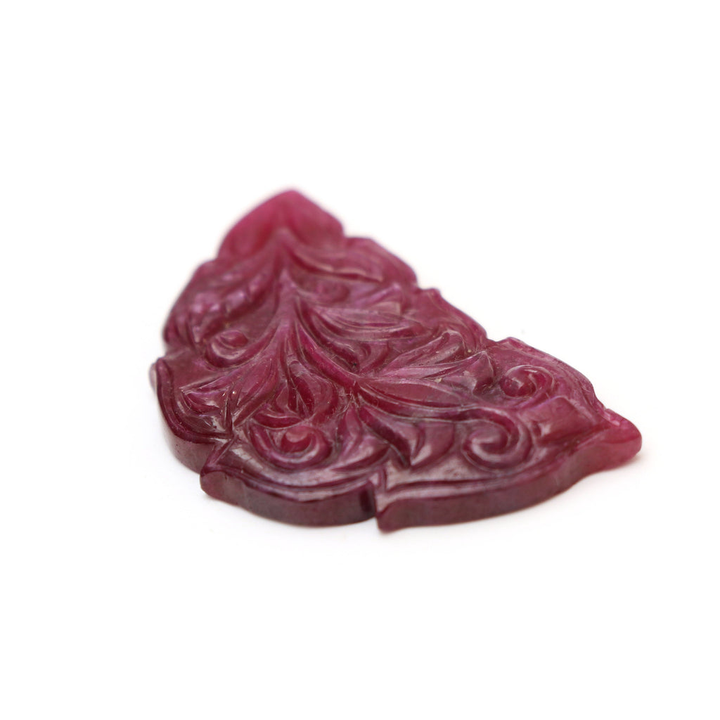 Natural Ruby Carving Semi- Circle Shape Loose Gemstone - 23x38 mm - Ruby Semi-Circle, Ruby Carving Loose Gemstone, 1 Piece - National Facets, Gemstone Manufacturer, Natural Gemstones, Gemstone Beads