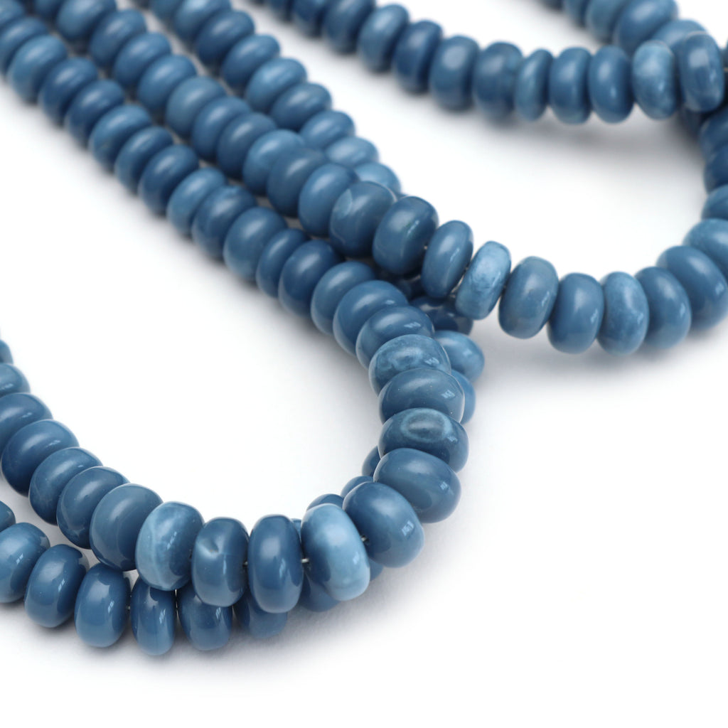 Blue Opal Smooth Roundel Beads, 5.5 mm to 10 mm, Blue Opal Roundel, Blue Opal Smooth, - Gem Quality , 8 Inch/18 Inch, Price Per Strand - National Facets, Gemstone Manufacturer, Natural Gemstones, Gemstone Beads