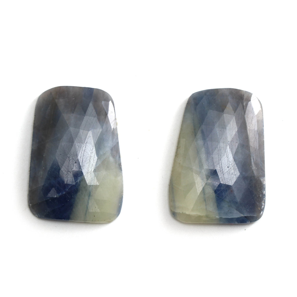 Natural Blue Sapphire Organic Faceted Loose Gemstone -21x30mm- Blue Sapphire Organic ,Loose Gemstone, Pair (2 Pieces) - National Facets, Gemstone Manufacturer, Natural Gemstones, Gemstone Beads