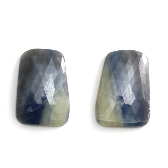 Natural Blue Sapphire Organic Faceted Loose Gemstone, 21x30mm, Sapphire Gemstone, Sapphire Organic Cut, Pair (2 Pieces)