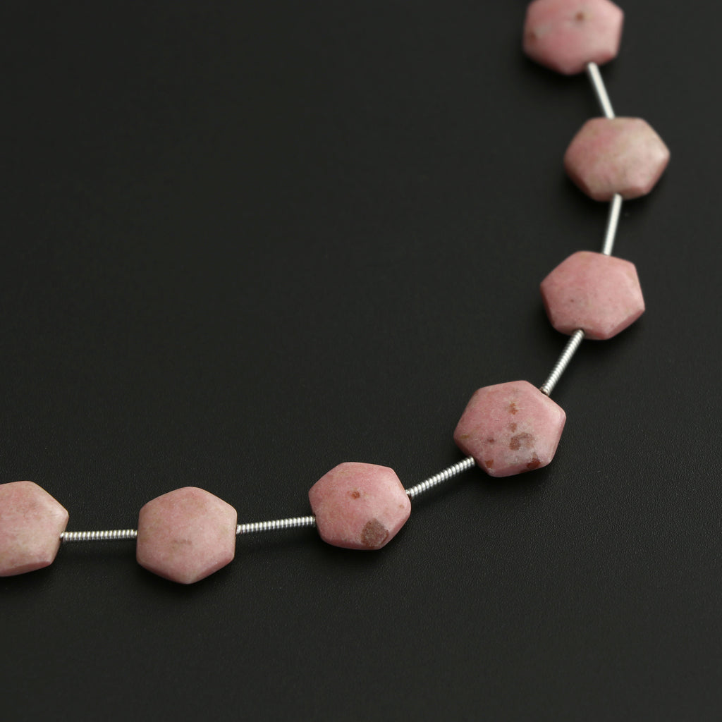 Thulite Smooth Hexagon Flats Beads - 4x10 mm - Thulite Cabochon- Gem Quality, 7 Inch/ 17 Cm Full Strand, Price Per Strand - National Facets, Gemstone Manufacturer, Natural Gemstones, Gemstone Beads