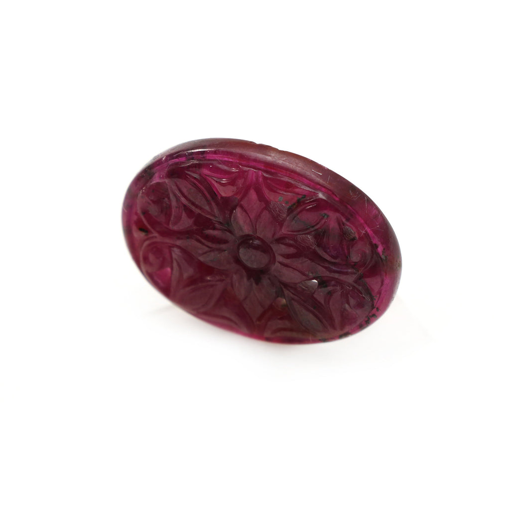 Natural Ruby Carving Oval Loose Gemstone - 19x25 mm - Ruby Oval, Ruby Carving Loose Gemstone, 1 Piece - National Facets, Gemstone Manufacturer, Natural Gemstones, Gemstone Beads