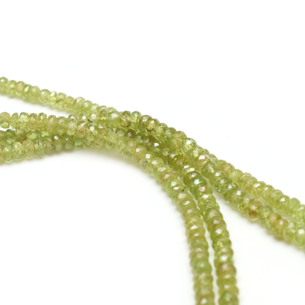 Sphene Faceted Roundel Beads, 3.5 mm to 6.5 mm, Sphene Roundel Beads - Gem Quality , 18 Inch Full Strand, Price Per Strand - National Facets, Gemstone Manufacturer, Natural Gemstones, Gemstone Beads