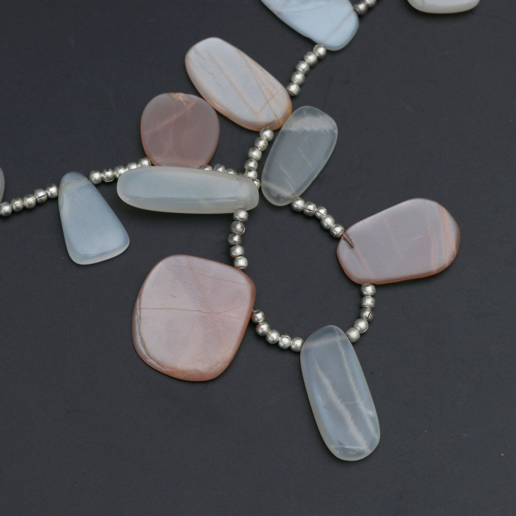 Multi Moonstone Smooth Fancy Shape Beads - 13x11 mm to 21x19 mm- Moonstone Fancy Shape - Gem Quality , 20 Cm Full Strand, Price Per Strand - National Facets, Gemstone Manufacturer, Natural Gemstones, Gemstone Beads