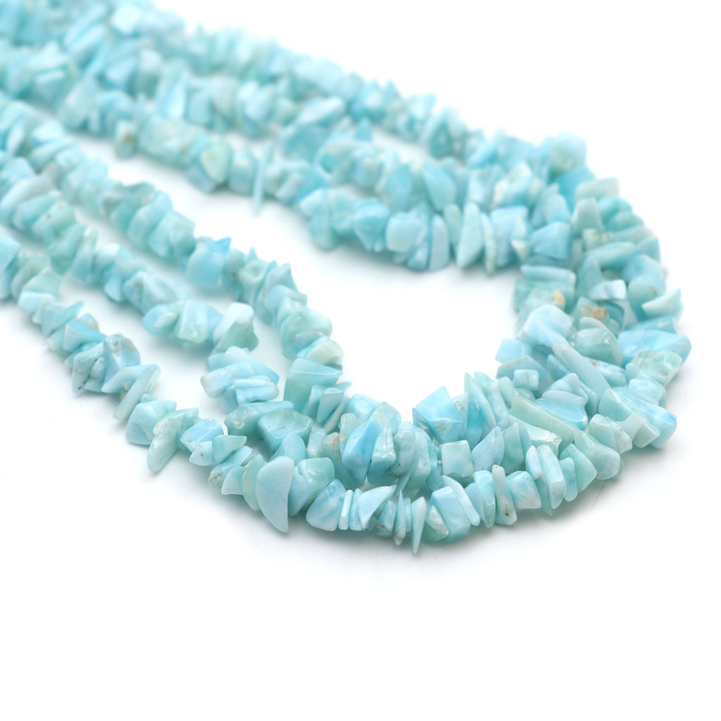 Natural Larimar Smooth Nuggets Beads | 5x6 mm to 5x7 mm | Necklace for Women | 36 Inch Full Strand | Pack of 5 - National Facets, Gemstone Manufacturer, Natural Gemstones, Gemstone Beads