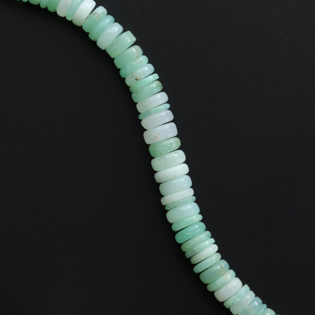 Natural Mint Chrysoprase Smooth Button, Chrysoprase Button Smooth, Chrysoprase Rondelle, Mint Chrysoprase,5 mm to 7 mm, 8 Inch Strand - National Facets, Gemstone Manufacturer, Natural Gemstones, Gemstone Beads