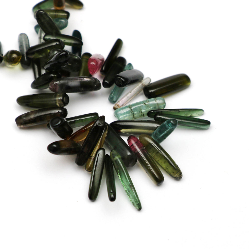 Multi Tourmaline Smooth Long Nuggets -3x7 mm to 3x15 mm - Multi Tourmaline Long Nuggets - Gem Quality , 5 Inch Full Strand, Price Per Strand - National Facets, Gemstone Manufacturer, Natural Gemstones, Gemstone Beads
