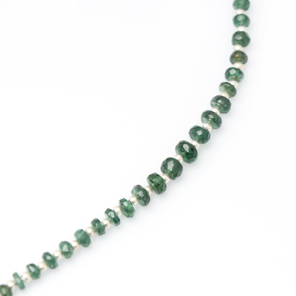 Green Apatite Faceted Beads With Spacer Balls, Apatite Beads- 3 mm to 6 mm -Green Apatite Beads - Gem Quality , 8 Inch, Price Per Strand - National Facets, Gemstone Manufacturer, Natural Gemstones, Gemstone Beads