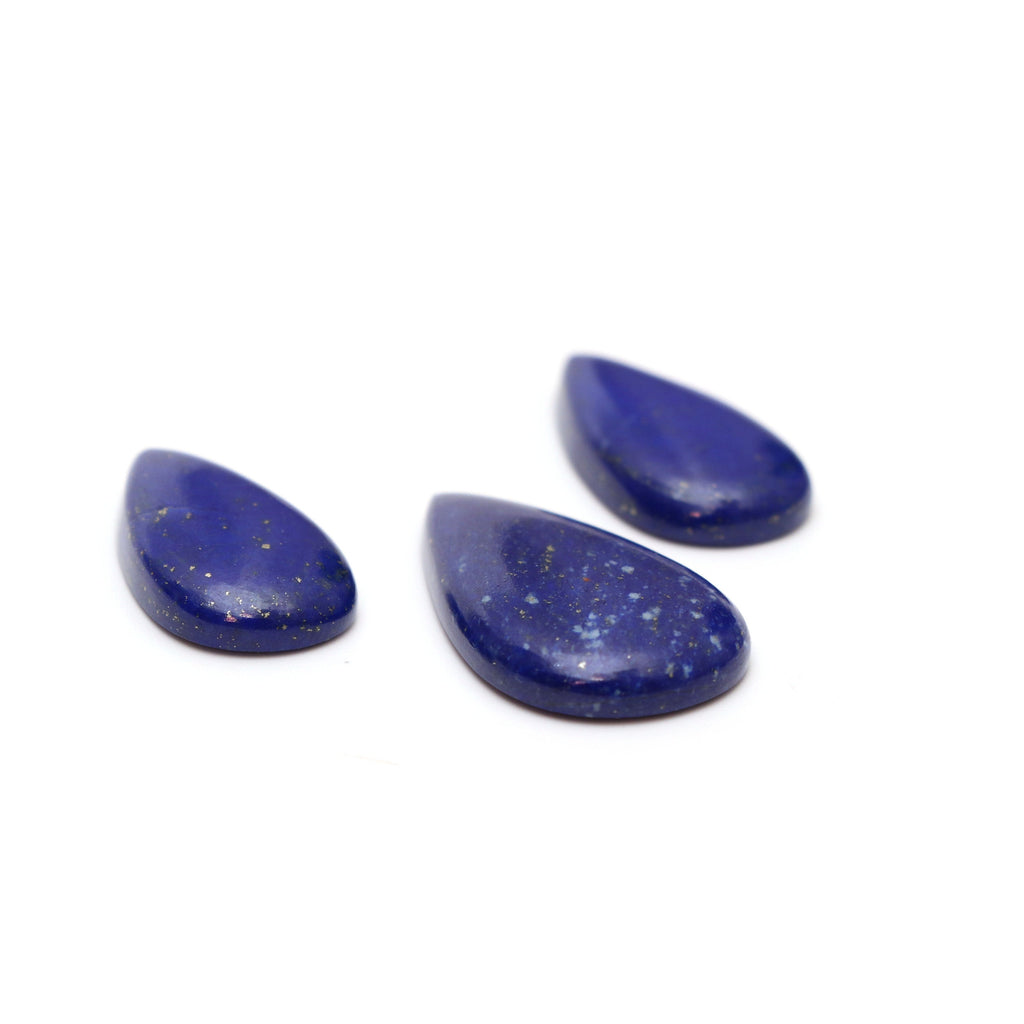 AAA Quality Natural Lapis Smooth Pear Cabochon Gemstone | 14x25 mm to 18x31 mm | Gemstone Cabochon | Set of 3 Pieces - National Facets, Gemstone Manufacturer, Natural Gemstones, Gemstone Beads