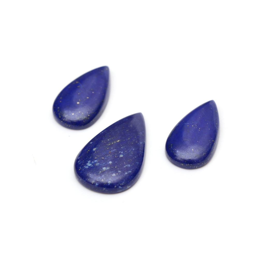 AAA Quality Natural Lapis Smooth Pear Cabochon Gemstone | 14x25 mm to 18x31 mm | Gemstone Cabochon | Set of 3 Pieces - National Facets, Gemstone Manufacturer, Natural Gemstones, Gemstone Beads