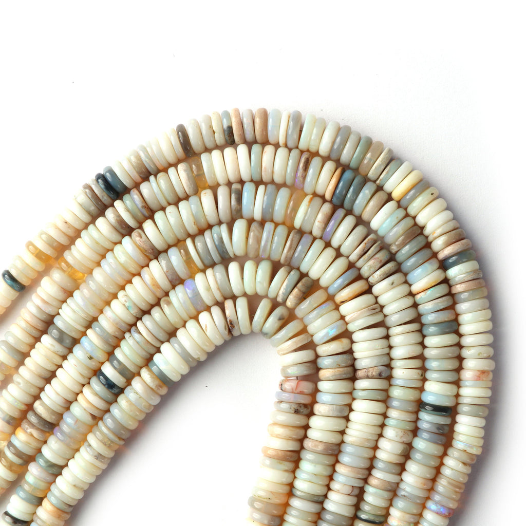 Natural Australian Opal Tyre Flat Smooth Beads, 6 MM to 9 MM , Australian Opal,8 Inch, Price Per Strand - National Facets, Gemstone Manufacturer, Natural Gemstones, Gemstone Beads