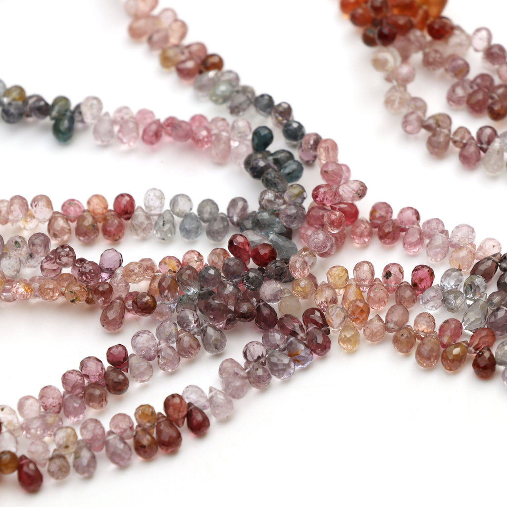 Multi Spinel Faceted Drop Beads | 4x5 mm to 4x5.5 mm | Multi Spinel Beads | Gem Quality | 8 Inch, 14 Inch Full Strand | Price Per Strand - National Facets, Gemstone Manufacturer, Natural Gemstones, Gemstone Beads