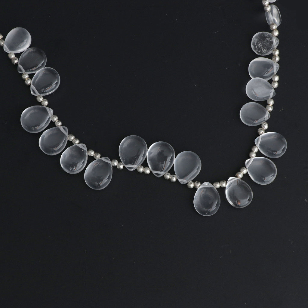 Crystal Smooth Pears Beads - 7x9 mm to 9x11 mm - Crystal Pear Cabs - Gem Quality , 20 Cm/ 8 Inch Full Strand, Price Per Strand - National Facets, Gemstone Manufacturer, Natural Gemstones, Gemstone Beads