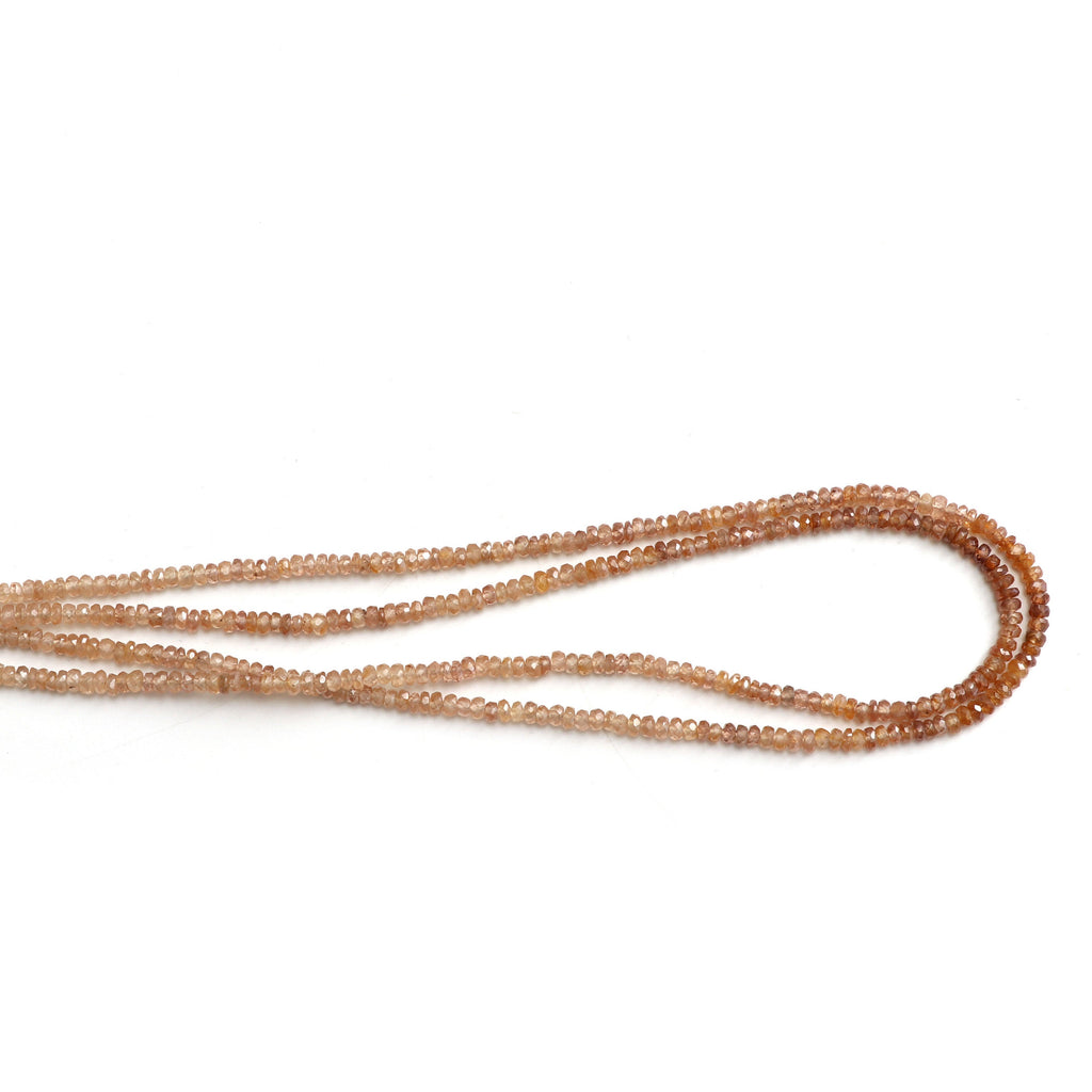 Natural Brown Zircon Faceted Roundelle Beads | Zircon beads 3.5 mm to 4 mm | 8 Inch/ 16 Inch/ 18 Inch Full Strand | Price Per Strand - National Facets, Gemstone Manufacturer, Natural Gemstones, Gemstone Beads