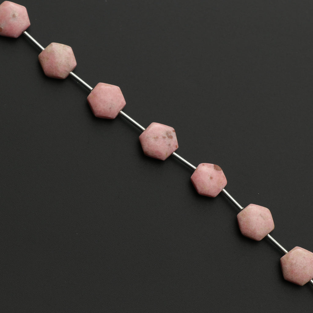 Thulite Smooth Hexagon Flats Beads - 4x10 mm - Thulite Cabochon- Gem Quality, 7 Inch/ 17 Cm Full Strand, Price Per Strand - National Facets, Gemstone Manufacturer, Natural Gemstones, Gemstone Beads