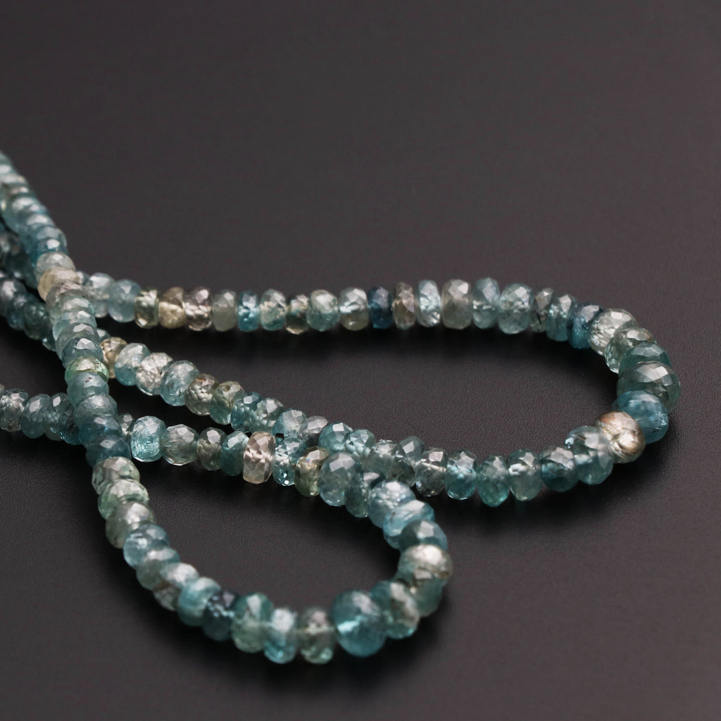 Blue Zircon Faceted Roundel Beads, 3 mm to 7.5 mm, Blue Zircon Faceted Beads - Gem Quality , 8 inch / 16 Inch Full Strand, Price Per Strand - National Facets, Gemstone Manufacturer, Natural Gemstones, Gemstone Beads