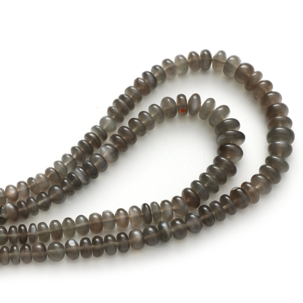 Grey Moonstone smooth Roundel Beads, 5 mm to 8.5 mm, Grey Moonstone Beads - Gem Quality , 8Inch \ 16 Inch Full Strand, Price Per Strand - National Facets, Gemstone Manufacturer, Natural Gemstones, Gemstone Beads