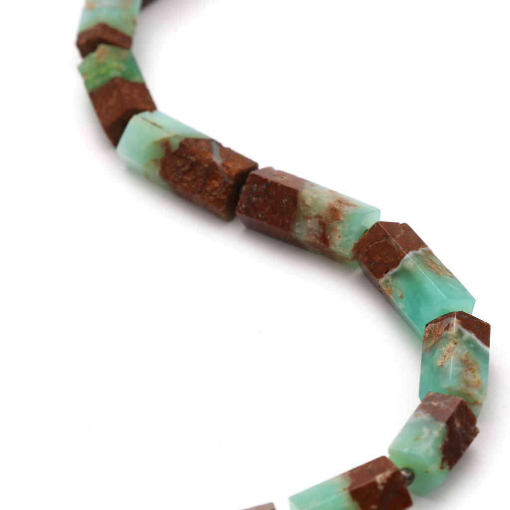 Green Opal Faceted Cylinder Beads- 8x8 mm to 9x18 mm - Green Opal Beads - Gem Quality , 8 Inch/ 20 Cm Full Strand, Price Per Strand - National Facets, Gemstone Manufacturer, Natural Gemstones, Gemstone Beads