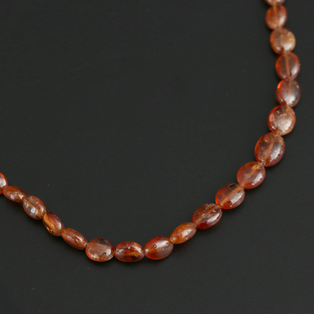 Hessonite Smooth Oval Beads- 5x6 mm to 7x9 mm - Hessonite Oval Gemstone- Gem Quality , 20 Cm Full Strand, Price Per Strand - National Facets, Gemstone Manufacturer, Natural Gemstones, Gemstone Beads
