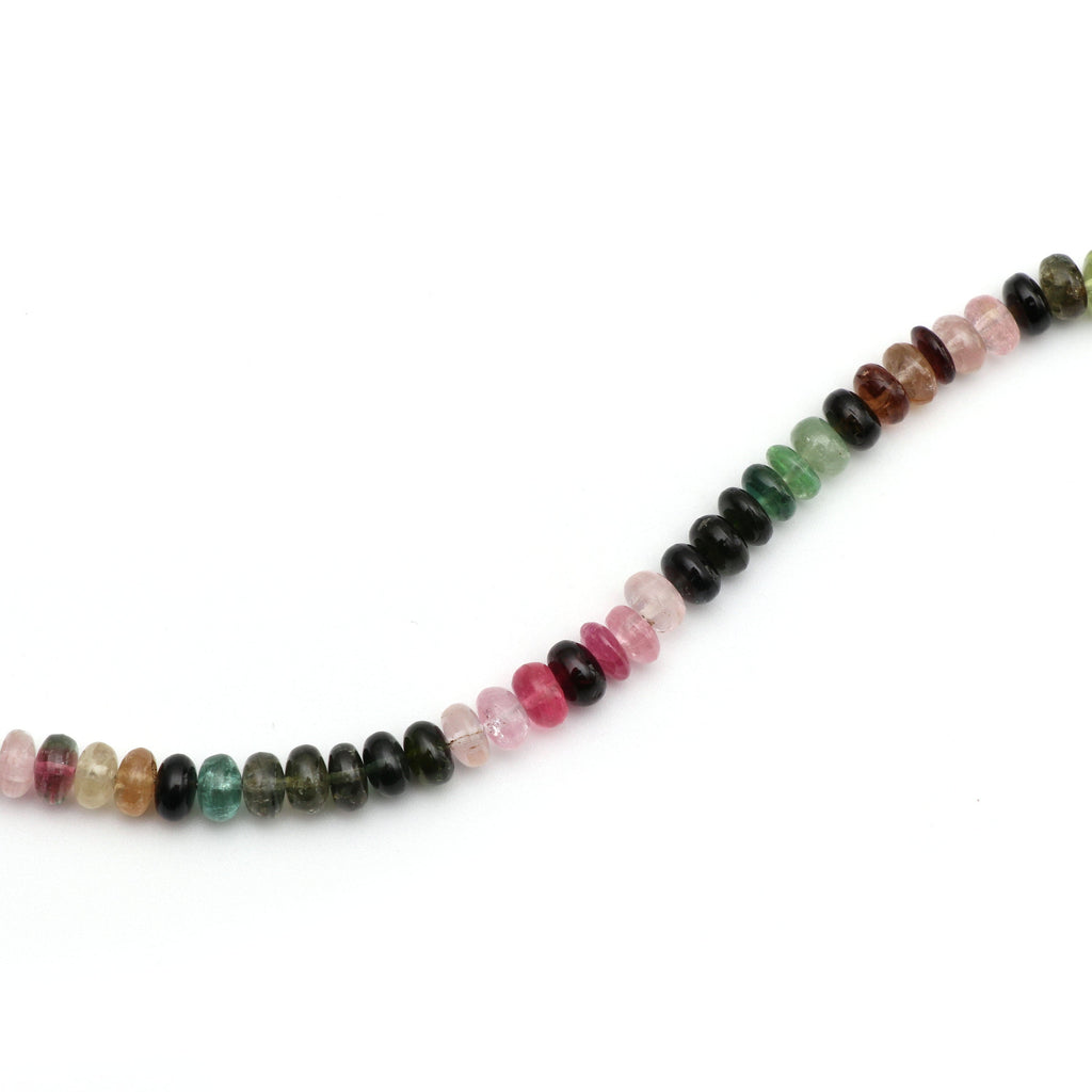 Multi Tourmaline Smooth Roundel Beads, Multi Color- 5mm to 6mm - Multi Tourmaline -Gem Quality , 8 Inch/ 20 Cm Full Strand, Price Per Strand - National Facets, Gemstone Manufacturer, Natural Gemstones, Gemstone Beads