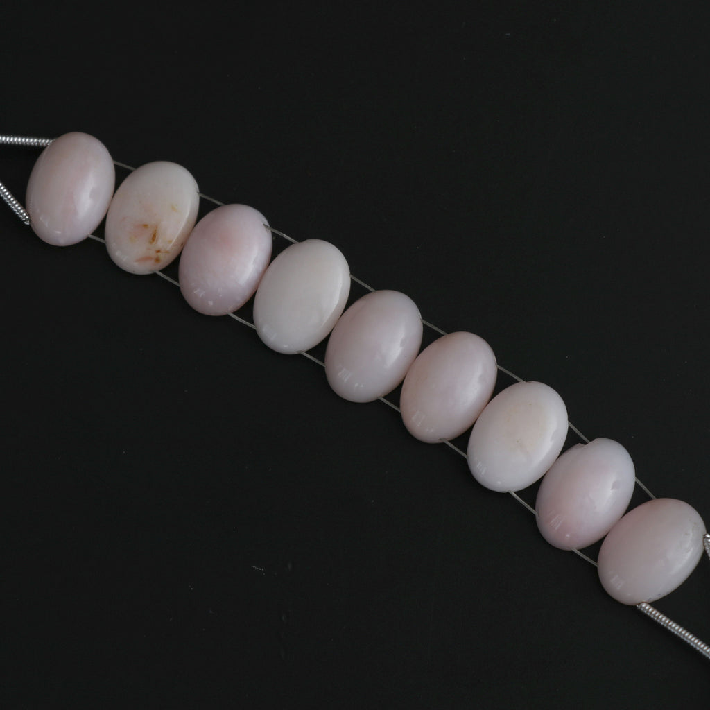 Pink Opal Smooth Oval Cabs Beads -14x10 mm- Pink Opal Oval Double Drill Gemstone- Gem Quality , 11 Cm Full Strand, Price Per Strand - National Facets, Gemstone Manufacturer, Natural Gemstones, Gemstone Beads