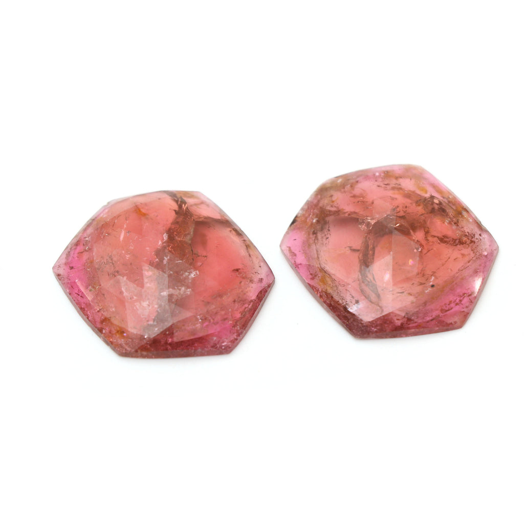 Natural Tourmaline Faceted (Rose Cut ) Hexagon, Loose Gemstone, 22x24 mm, Tourmaline Faceted Gemstone, Pair (2 Pcs) - National Facets, Gemstone Manufacturer, Natural Gemstones, Gemstone Beads