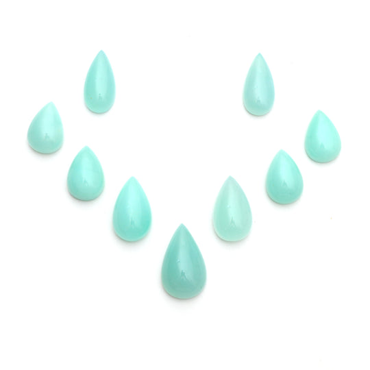 Natural Chrysophrase Smooth Pear Cabochon Gemstone | 15x21 mm to 18x30 mm | Chrysoprase Jewelry Making Gemstone | Set of 9 Pieces