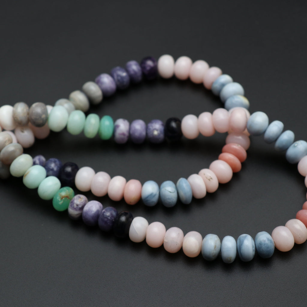 Multi Opal Smooth Rondelle Beads | 10 mm to 11 mm | Multi Opal Smooth Rondelle | Gem Quality | 8 Inch/ 18 Inch | Price Per Strand - National Facets, Gemstone Manufacturer, Natural Gemstones, Gemstone Beads