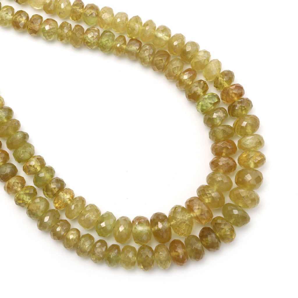 Sphene Faceted Roundel Beads, 5 mm to 8.5 mm, Sphene Roundel Beads - Gem Quality , 8 Inch/ 16 Inch/ 18 Inch Full Strand, Price Per Strand - National Facets, Gemstone Manufacturer, Natural Gemstones, Gemstone Beads