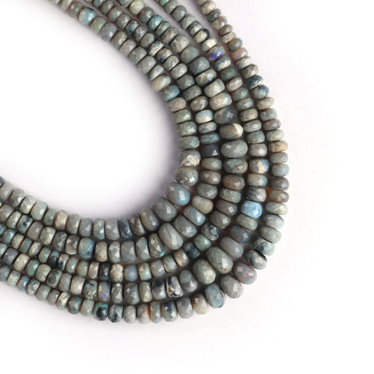 Natural Australian Opal Roundel Faceted Beads, 4 MM to 8 MM , Australian Opal Jewelry Making Beads, 8 Inch, Price Per Strand