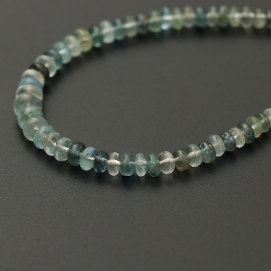 Natural Aquamarine Smooth Beads Roundel Beads, 4.5 mm to 6.5 mm - Aquamarine Jewelry Making Beads, 8 Inch, Price Per Strand