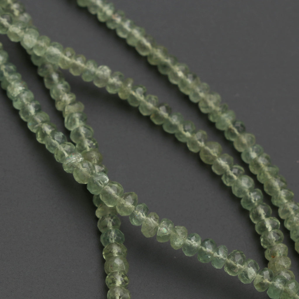 Mint Apatite Faceted Roundel Beads - 3 mm to 6 mm - Mint Apatite Faceted, Apatite Beads - Gem Quality , 8 Inch/16 Inch, Price Per Strand - National Facets, Gemstone Manufacturer, Natural Gemstones, Gemstone Beads