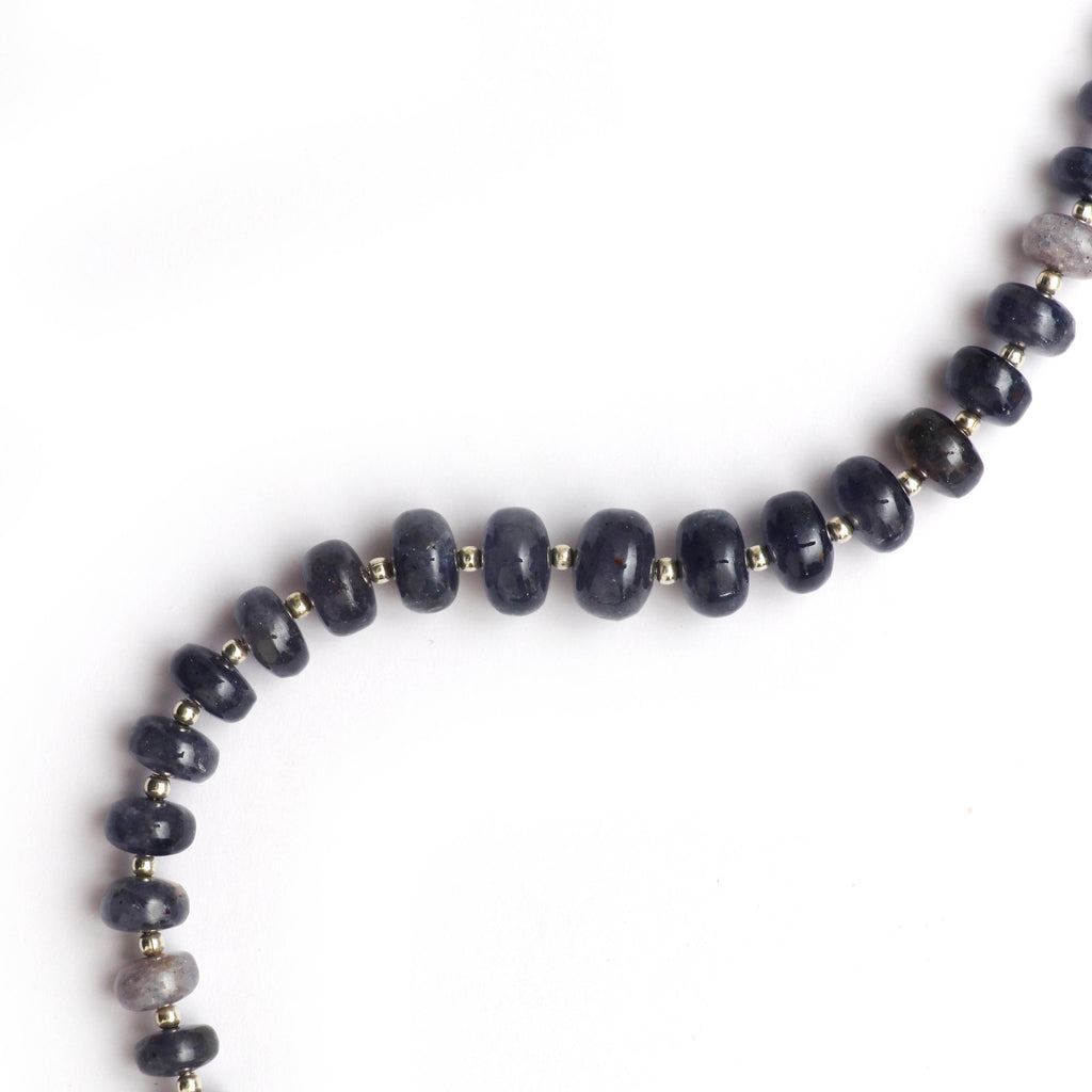 Iolite Sunstone Smooth Beads With Metal Spacer Ball- 7 mm to 10 mm- Iolite Sunstone Beads-Gem Quality,8 Inch Full Strand,Price Per Strand - National Facets, Gemstone Manufacturer, Natural Gemstones, Gemstone Beads