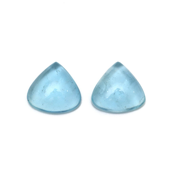 Natural Aquamarine Smooth Trillion Cabochon Gemstone | 19x20 mm | Aquamarine Jewelry Making Gemstone Gemstone | Pair ( 2 Pieces )