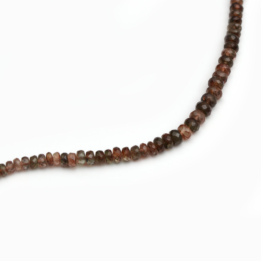 Andalusite Faceted Roundel Beads - 4 mm to 5.5 mm -Andalusite Beads - Gem Quality , 8 Inch/ 20 Cm Full Strand, Price Per Strand - National Facets, Gemstone Manufacturer, Natural Gemstones, Gemstone Beads
