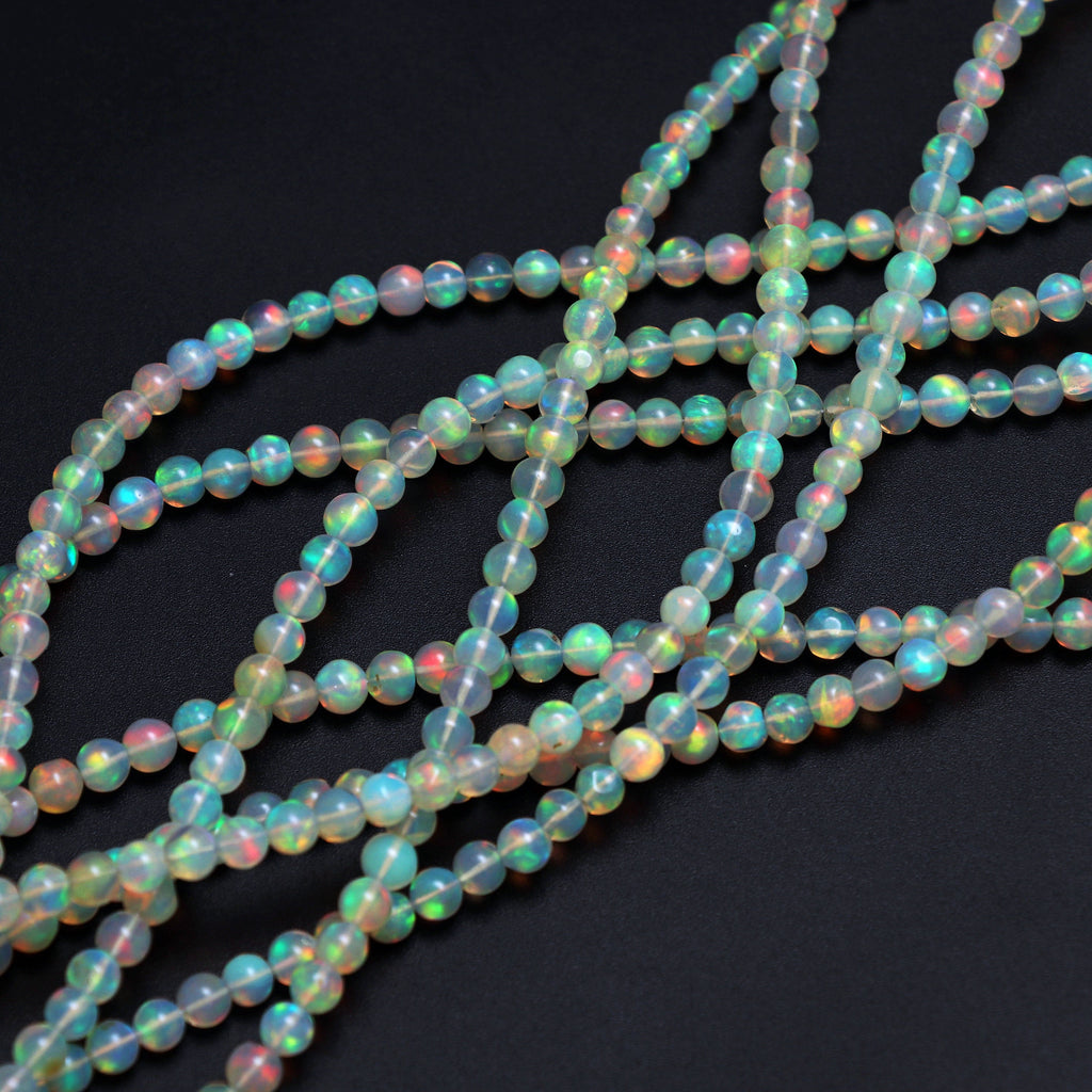 Natural Ethiopian Opal Smooth Round Balls Beads - 4.5 mm To 5 mm- Gem Quality , 8 Inches / 18 Inches Full Strand, Price Per Strand - National Facets, Gemstone Manufacturer, Natural Gemstones, Gemstone Beads